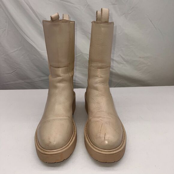 Steve Madden Women's 8M Leather Upper Ivory Mid Platform - Picture 3 of 7